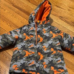 Jumping Beans Camouflage Puffer Jacket - Orange and Green